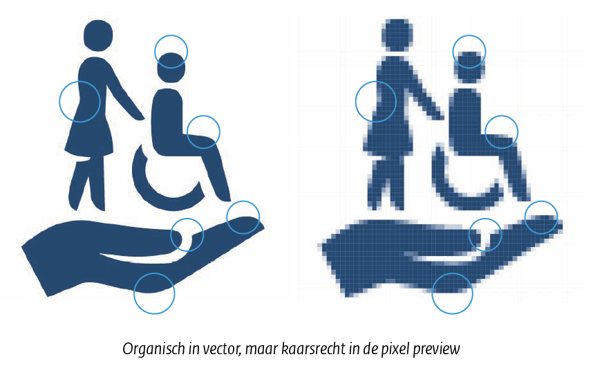 Voorbeeld pixel perfect van vector en pixel preview